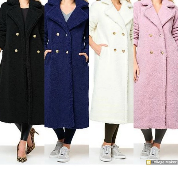 G by Giuliana Jackets & Blazers - G by Giuliana Black Label Plus Size Women's Double-Breasted Teddy Coat 1X